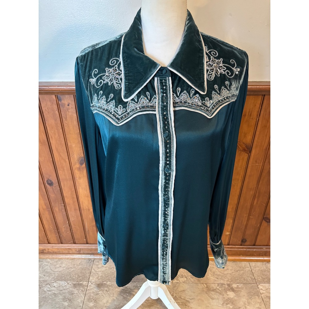 Shyanne Green Embroidered Blouse